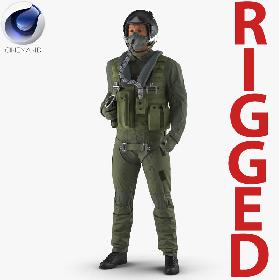 US Military Jet Fighter Pilot Rigged for Cinema 4D